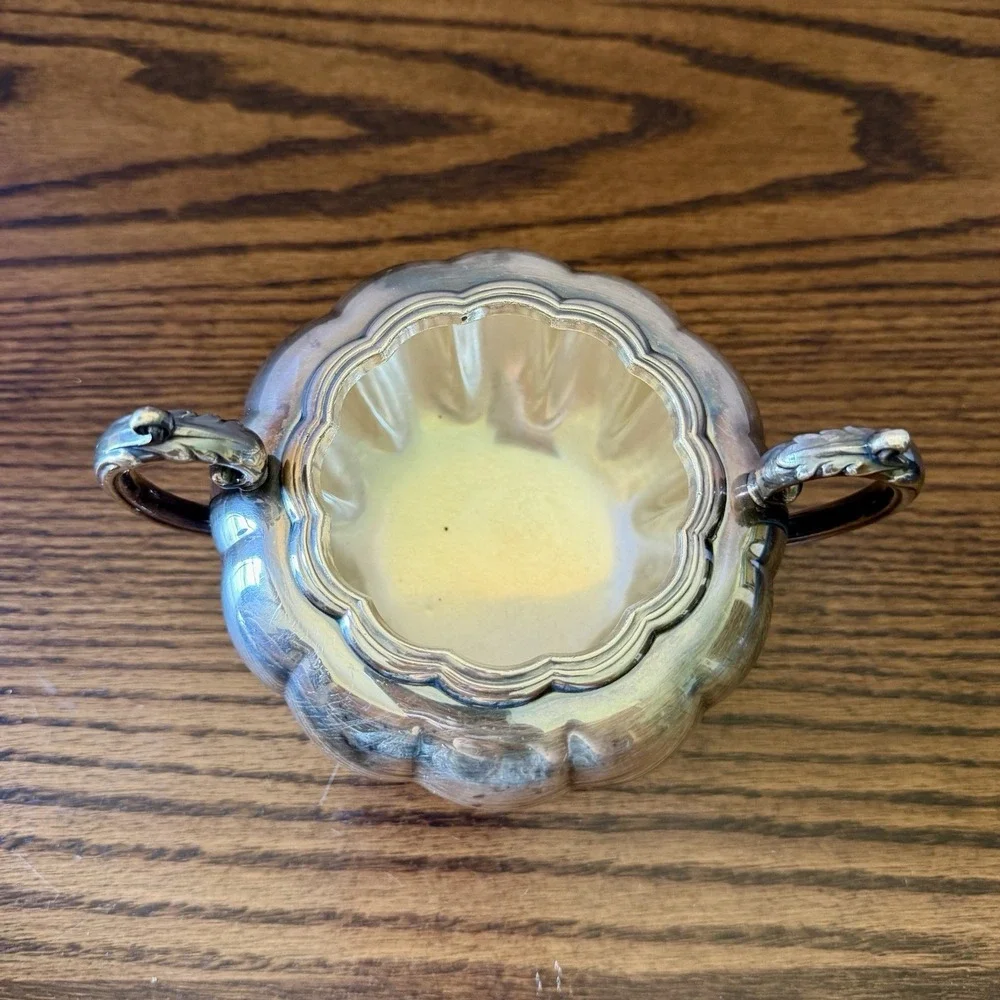 Vintage Community Plate Old English Melon Pattern Creamer, Sugar Bowl With Lid